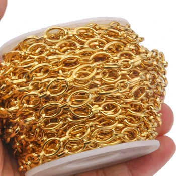 1 метр Шириной 7 мм из нержавеющей стали, золотые кабельные цепочки O-образной формы для изготовления ювелирных изделий своими руками, ожерелье, браслет, товары оптом