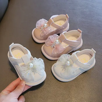 Ходунки для новорожденных, весенне-осенняя детская обувь на мягкой подошве, супер мягкая обувь принцессы, модная кожаная обувь для младенцев, детская обувь для девочек