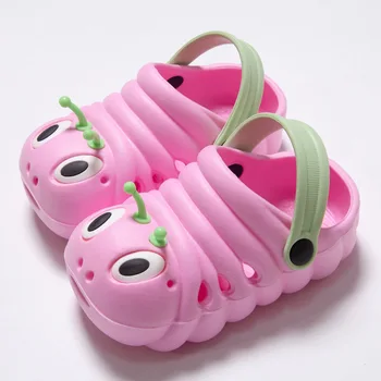 Детская садовая обувь, милые пляжные сандалии с изображением гусеницы из мультфильма, детские летние тапочки, высококачественные детские тапочки, 4 цвета