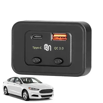 Автомобильные Зарядные устройства Для мобильных телефонов Type-C Qc3.0 С USB-портом Автомобильные Зарядные Устройства С Кнопочным Переключателем Для Защиты От Зарядки 2 Устройств Smart