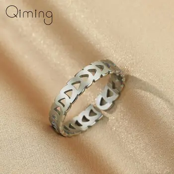 Треугольные Геометрические кольца из нержавеющей стали, Женские Корейские ювелирные изделия, Наращиваемое кольцо, подарок для вечеринки