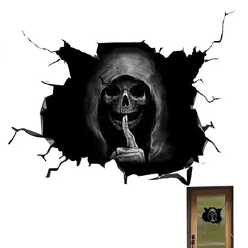 Наклейки на окно в виде скелета на Хэллоуин Креативная 3D наклейка на стену в виде скелета на Хэллоуин, наклейки на стены в виде бесшумного призрака, Мрачного Жнеца, обои