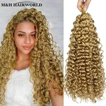 Волнистые Пряди Вязаные Крючком Косы Наращивание Волос Для Женщин 18 дюймов Светлые Вьющиеся Волосы Для Плетения Афро Локоны Синтетические Наращенные Волосы