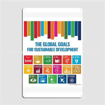 Глобальные цели устойчивого развития Металлическая вывеска Кинотеатр Кухня Гостиная Декор стен Жестяные плакаты с вывесками