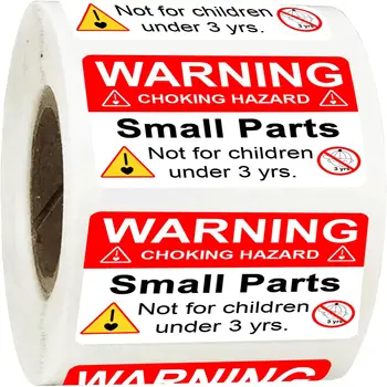 500 шт предупреждающих надписей об опасности удушения 1 * 2-дюймовые красные наклейки с предупреждением о мелких деталях, предупреждающие об удушье, не для детей младше 3 лет