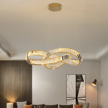 Скандинавские светодиодные хрустальные люстры для гостиной, спальни, столовой, домашнего освещения, дизайнерского декора, Подвесной потолочный светильник Lustre
