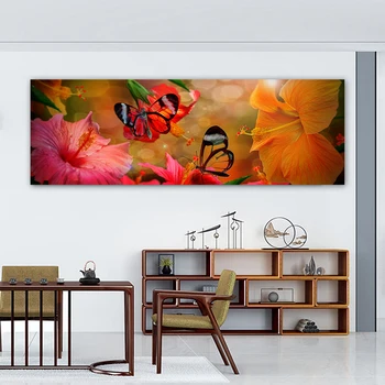 Красивый Цветок Бабочка Плакаты Большой Размер Холст Картина Украшение Спальни Современный Домашний Декор Настенное Искусство для Гостиной