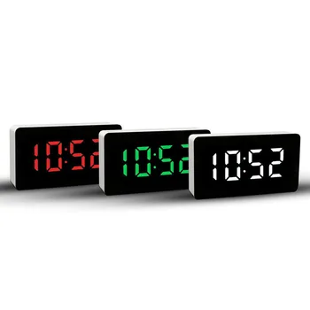 Светодиодный Электрический Цифровой будильник, Сетевой аккумулятор, зеркало с дисплеем температуры, настольные часы, USB-будильник, Цифровые будильники
