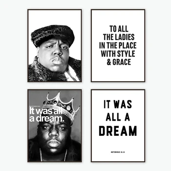 Biggie Smalls Notorious B.I.G. Плакаты и Принты В Стиле Хип-Хоп, Тексты Песен, Цитаты, Черно-Белые Стены, Живопись На Холсте, Домашний Декор