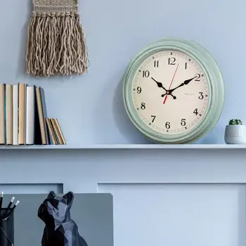 Декор настенных часов Винтажные подвесные часы Бесшумные, не тикающие 12-дюймовые настенные часы для украшения дома Легко читаемый Круглый дизайн Легко