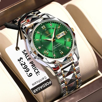 Модные зеленые кварцевые часы POEDAGAR для мужчин, водонепроницаемые люминесцентные мужские часы из нержавеющей стали, лучший бренд класса Люкс Relogio Masculino