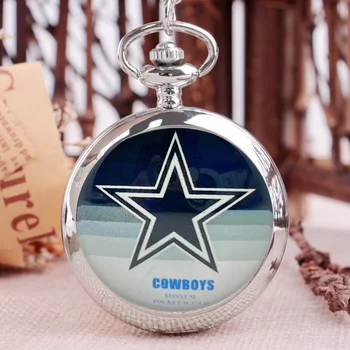 Карманные часы Cowboys Stars Серебряное ожерелье Кварцевые Карманные Часы Лучшая Подарочная подвеска Старинные Мультяшные Часы New Relogio Saati