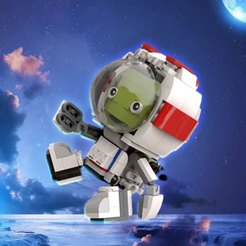 Kerbal MOC v1.0 Зеленые строительные блоки гуманоидного пришельца, астронавты, исследующие планеты и космос, кирпичи, детская игрушка, подарок на день рождения