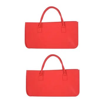2X Войлочный кошелек, войлочная сумка для хранения, повседневная хозяйственная сумка большой емкости - красный