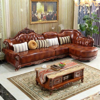 Мебель для гостиной Современный диван из натуральной кожи Европейский секционный гарнитур Luxury 0926