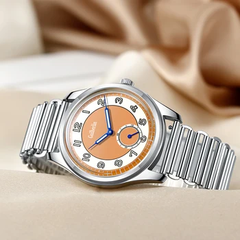 Винтажный Лосось Мода ST17 Механические часы с ручным заводом для мужчин Роскошные Металлические наручные часы Классические Водонепроницаемые Reloj Hombre Merkur