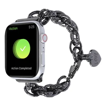 Браслет-Цепочка из нержавеющей Стали для Apple Watch Band SE Серии 7 6 5 4 3 Металлический Ремешок Для Часов 38мм 40мм 41мм 42мм 44мм 45мм Девушка