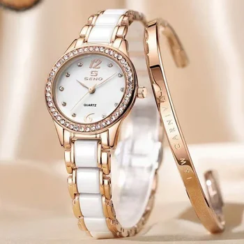 Смотрите новые керамические женские часы с инкрустацией, модные водонепроницаемые женские кварцевые часы горячей продажи