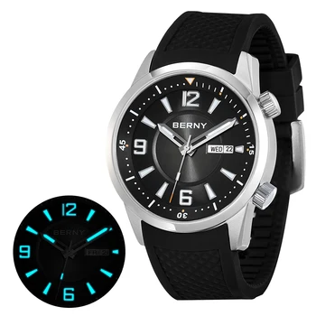 Автоматические мужские часы BERNY Diver MIYOTA 8205, роскошные механические наручные часы из нержавеющей стали, светящиеся часы для дайвинга 20ATM