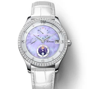 Женские автоматические часы LOBINNI 36 мм, элитный бренд, женские механические наручные часы с круглым циферблатом, Сапфировое зеркало, многофункциональный циферблат