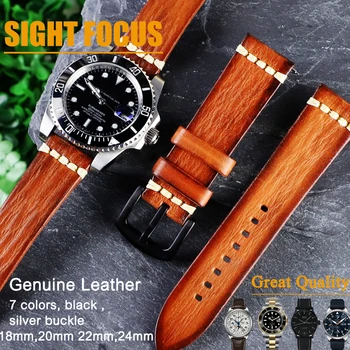 18 мм 20 мм 22 мм 24 мм Кожаный Ремешок для Часов RADO Rolex Omega Longines Breitling Tudor Seiko Casio Citizen Samsung Watch Band