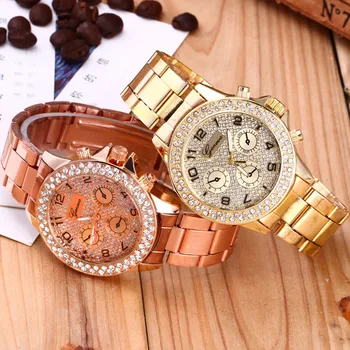 Мужские часы высокого качества класса люкс с Кристалалми и бриллиантами, Золотые часы, стальной браслет-цепочка, Сверкающее платье, наручные часы