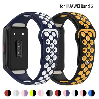 Силиконовая накладка для Huawei Band 6 ремешок 6 Pro Сменные аксессуары для умных часов Дышащий Спортивный браслет Honor Band 6 Ремешок
