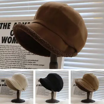Женская шляпа, Зимний берет с утолщенной плюшевой подкладкой, Регулируемая шляпа газетчика в стиле ретро для женщин, сохраняющая тепло Стильная леди на открытом воздухе