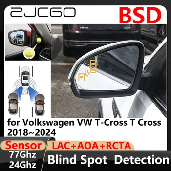 ZJCGO BSD Обнаружение Слепых зон С помощью Системы Предупреждения о Смене полосы движения При парковке для Volkswagen VW T-Cross T Cross 2018 ~ 2024