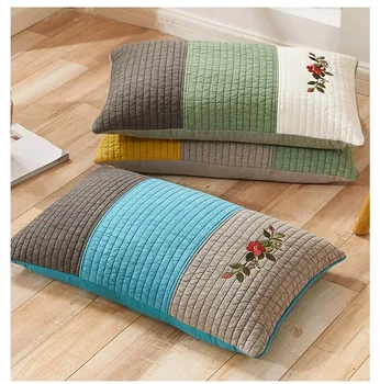 Корейская гречневая подушка для взрослых Увеличенная Жесткая подушка с сердцевиной из хлопка, промытого песком, подушка для шейки матки с одним вышитым квадратом