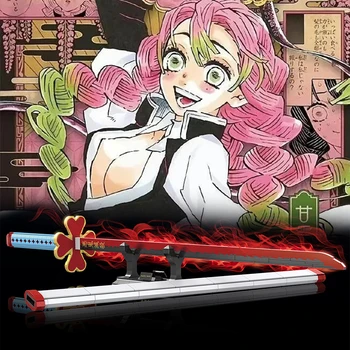 Аниме Demon Slayer Kanroji Mitsuri Меч ниндзя Строительные блоки Лезвие ножа Катана в сборе Оружейные кирпичи Игрушки для детей Подарок взрослым