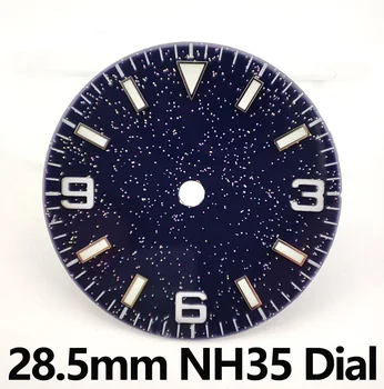 28,5 мм циферблат часов NH35 Циферблат NH36 циферблат часов Звездное небо Циферблат Светящийся циферблат Изготовленный на заказ логотип DIY Подходит для механизма NH35 / NH36