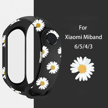 Ремешок с принтом для Xiaomi Mi Band 6 браслет Спортивный силиконовый браслет Xiaomi Miband 3 4 5 ремешок на запястье correa Mi band 5 6 4 ремешок