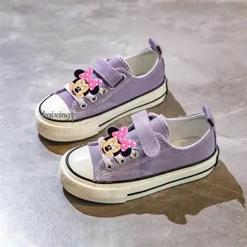 Детская повседневная обувь Disney, парусиновая обувь Unise Classic для девочек, студенческие кроссовки Stitch Для мальчиков, обувь для малышей Mickey