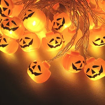 Гирлянды из тыкв на Хэллоуин, праздничные светодиодные фонари для внутреннего и наружного декора, 20LED 3 м/9,8 футов (батарейки в комплект не входят)