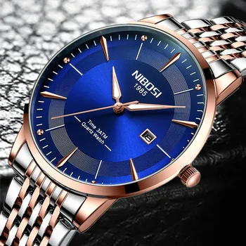 NIBOSI 2024 Лучший бренд класса Люкс Простые кварцевые часы Мужские Светящиеся Водонепроницаемые Часы Календарь Деловые наручные часы Relogio Masculino