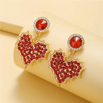 Модные серьги с красными кристаллами неправильной формы в виде сердца для женщин, бижутерия, Геометрические стразы, серьги-подвески, ювелирные изделия, подарки