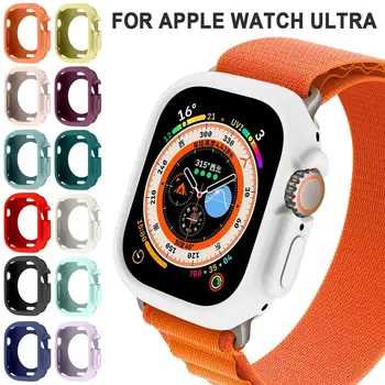 Полый силиконовый чехол Новый бампер защитная рамка Аксессуары для корпуса Защитная пленка для экрана Apple Watch Ultra 49mm Smart Watch