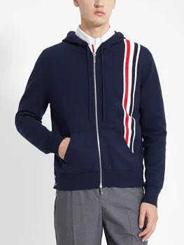 Модная брендовая мужская вязаная куртка с капюшоном, кардиган на молнии, свитер, осенне-зимняя толстовка с парой лямок