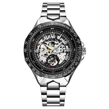 Крутые Мужские часы с полым корпусом, модный ремешок из нержавеющей стали, Полностью автоматические механические часы Golden Relogio Masculino Ouro 2024
