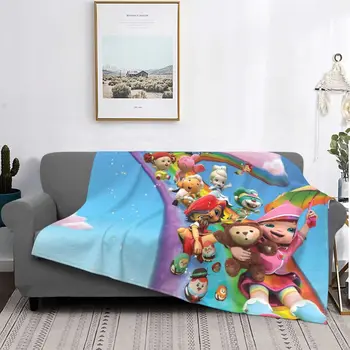 Фланелевое одеяло из аниме Rainbow Ruby с рисунком Лулу и медведя, милые креативные пледы, постельное белье для дивана, покрывала для гостиной 200x150 см