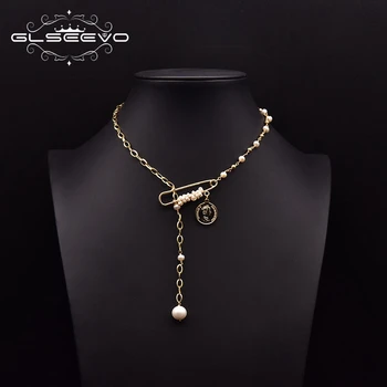 Ожерелье из натурального пресноводного жемчуга GLSEEVO, подарок для женской вечеринки, регулируемая подвеска-бирка, ювелирные изделия ручной работы высокого класса GN0265