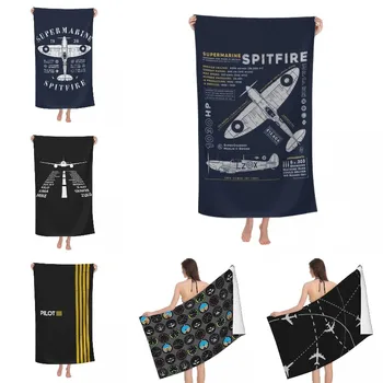 Индивидуальное быстросохнущее пляжное банное полотенце из микрофибры, дышащий летчик-истребитель, Самолет, Спортивные полотенца для ванной комнаты