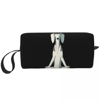 Сумка для туалетных принадлежностей для путешествий Kawaii Saluki Dog Meditate, Женская Косметичка для домашних животных Greyhound, Косметичка для хранения косметики Dopp Kit