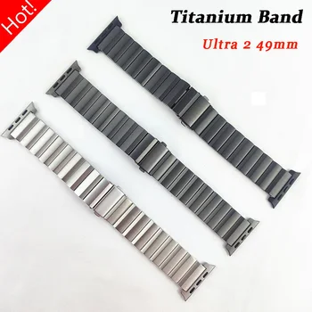 Роскошный Титановый Металлический Ремешок Для Apple Watch Band Ultra 2 49 мм Браслет Для iWatch 9 8 7 6 5 4 SE 45 44 мм 42 мм Мужской Деловой Ремешок