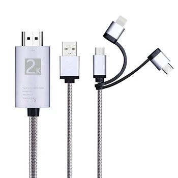 Micro-USB TYPE C к HDMI 3 в 1 2K HDTV ТВ Разъем USB Кабель-Адаптер для Монитора iPhone iPad Android Смартфон