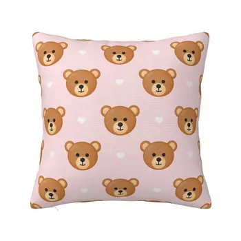 Милый Мультяшный медведь, наволочка с рисунком животного, Тканевый чехол для подушки, украшения, Розовая наволочка, Автомобильная молния 18 