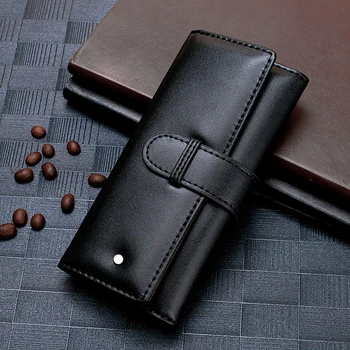 Роскошный черный кожаный чехол для ручек MB, держатель для одинарных и двойных ручек, высококачественные офисные школьные канцелярские принадлежности, сумка для карандашей в подарок