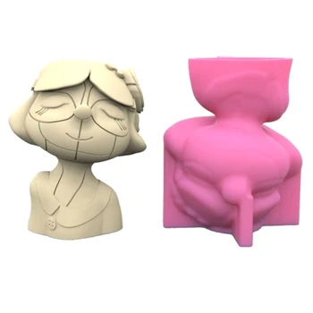 Форма для вазы, бетонные цветочные горшки, силиконовые формы в форме девочки, форма для суккулентных горшков своими руками