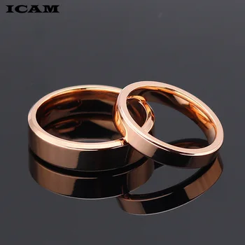 ICAM Высококачественное простое кольцо оптом 4 мм/6 мм, модное кольцо из розового золота, мужское и женское эксклюзивное обручальное кольцо для пары